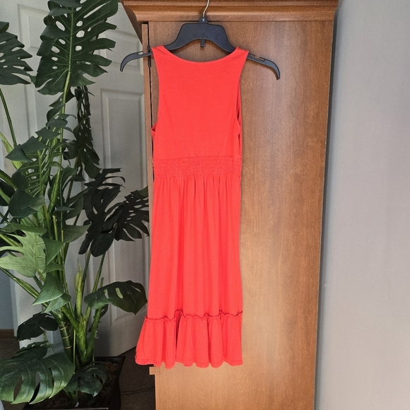 Old Navy Orange Ruched Sundress V-Neck Sleeveless - Picture 2 of 4